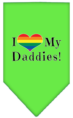 I Heart my Daddies Screen Print Bandana Lime Green Large